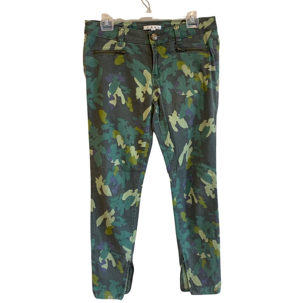 Cabi Clover Camo Skinny Jeans Style 766 Women's 6 Stretch Ankle zips - Picture 4 of 11